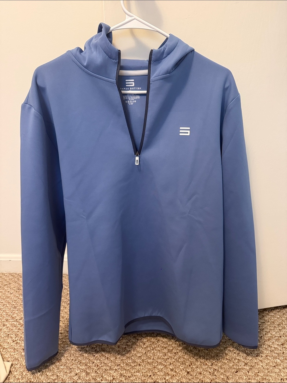 Three Sixty Six Men's Blue Quarter-Zip Hoodie